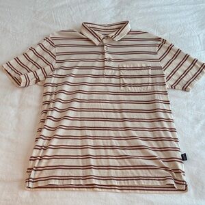 Patagonia Beige and Brown Striped Polo Shirt